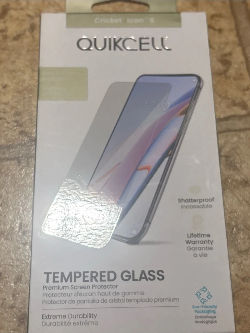 Tempered Glass Screen Protector for Cricket Icon 6 with Black & Pink Wallet